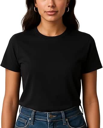 Camiseta Feminina Lisa 100% Algodão Fio 30.1 | Gola Reforçada Ribana | Essencial, Confortável | Sem Etiqueta | Embalagem premium