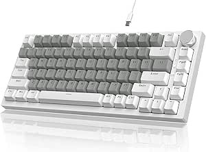 ATTACK SHARK x AJAZZ Teclado mecânico para jogos com fio, com vedação e controle de botão CNC, layout ANSI 75%, espuma de absorção de som 5, hot-swappable, retroiluminação branca (