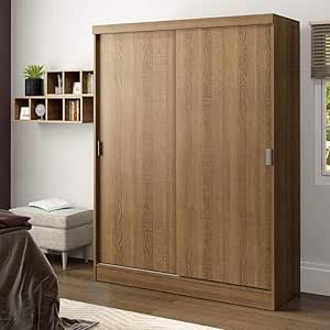 Guarda-roupa Solteiro Madesa Luke 2 Portas de Correr de Madeira - Rustic