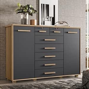 Cômoda 2 Portas 7 Gavetas Fontana Albatroz Móveis Nature/titanium
