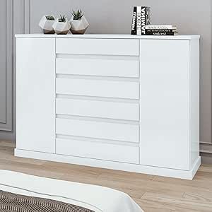 Cômoda 2 Portas 7 Gavetas 3 Prateleiras Vedra Branco