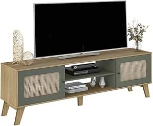 Rack para TV até 75" com 2 portas de abrir CHARLOTTE cor Carvalho c/Menta - Artely