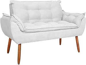 Sofá 2 Lugares Orgânico Bouclê Off White - Balaqui Decor Cor:bege