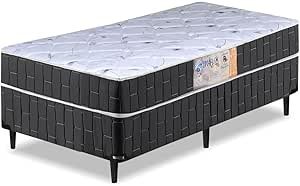 Cama Box Solteiro Conjugado Granada Umaflex Preto/Branco Flor