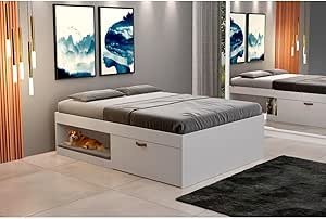 Cama Casal com 2 Sapateiras e 2 Nichos Laura Yescasa Branco