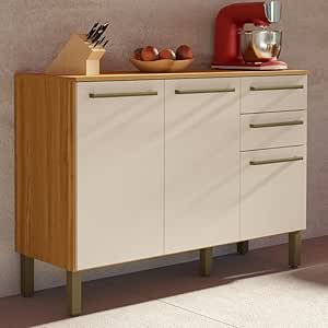 Balcão de Cozinha Com Tampo 3 Portas 2 Gavetas Carmenere 100% Mdf