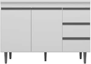 Balcão Armário de Cozinha Andréia 100cm Branco S/Tampo 2 Portas 3 Gavetas
